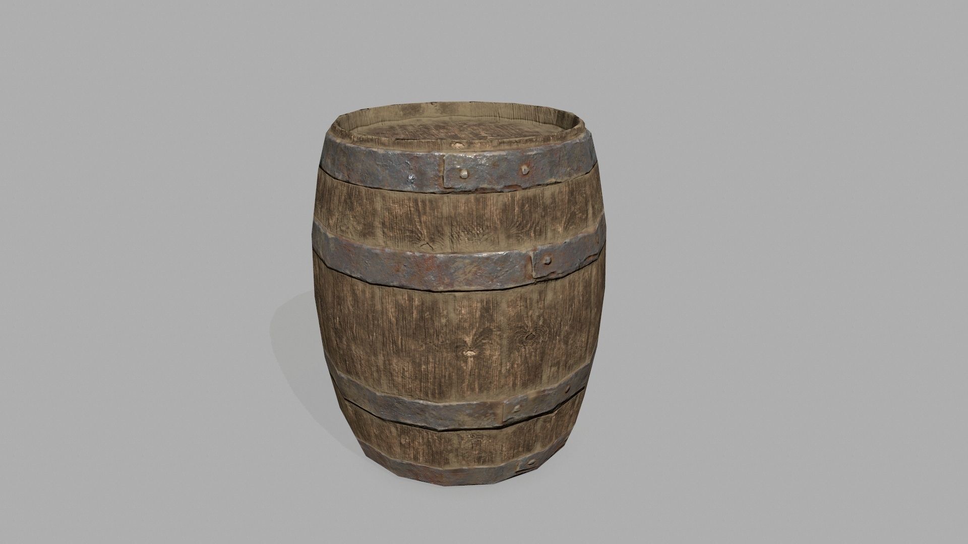 Wooden Barrel Low-poly 3D model_7