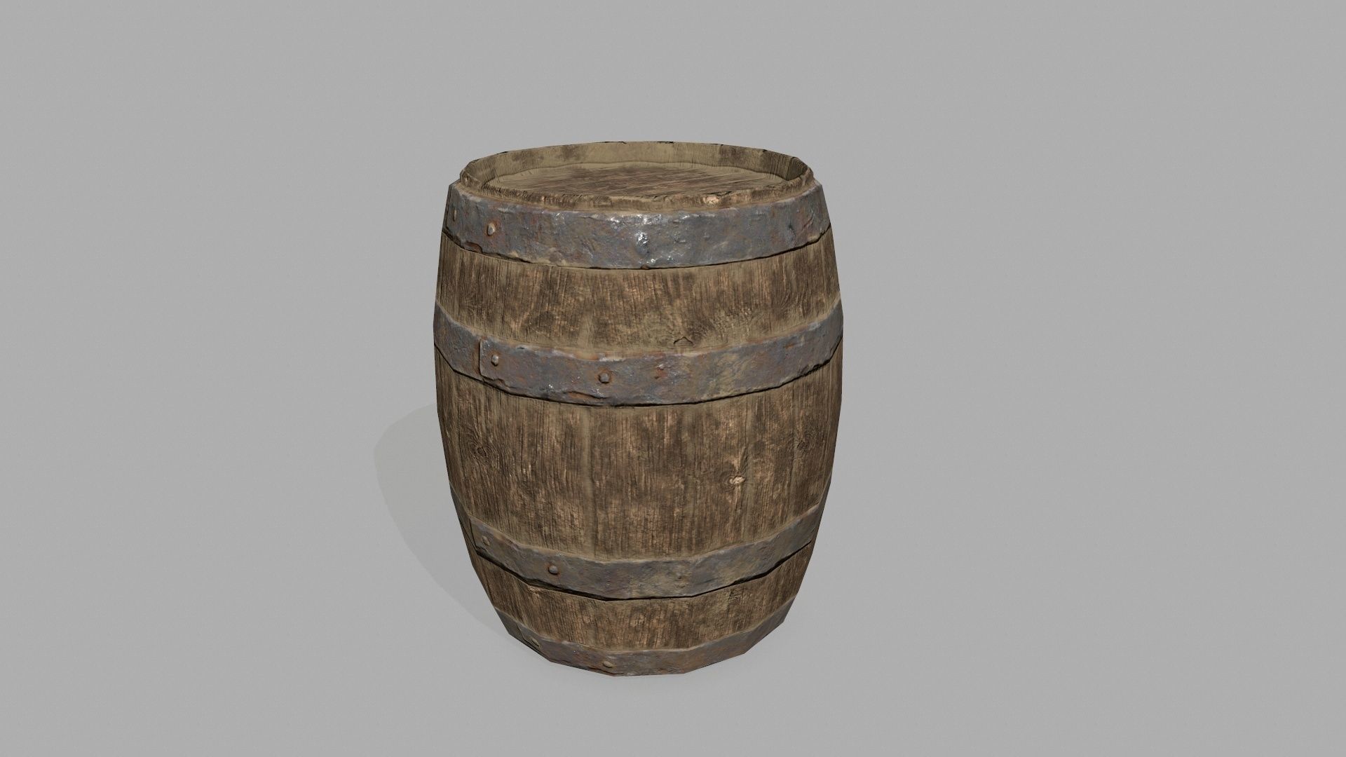 Wooden Barrel Low-poly 3D model_2