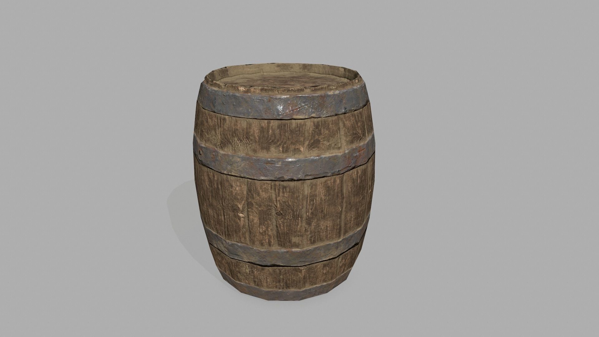 Wooden Barrel Low-poly 3D model_3