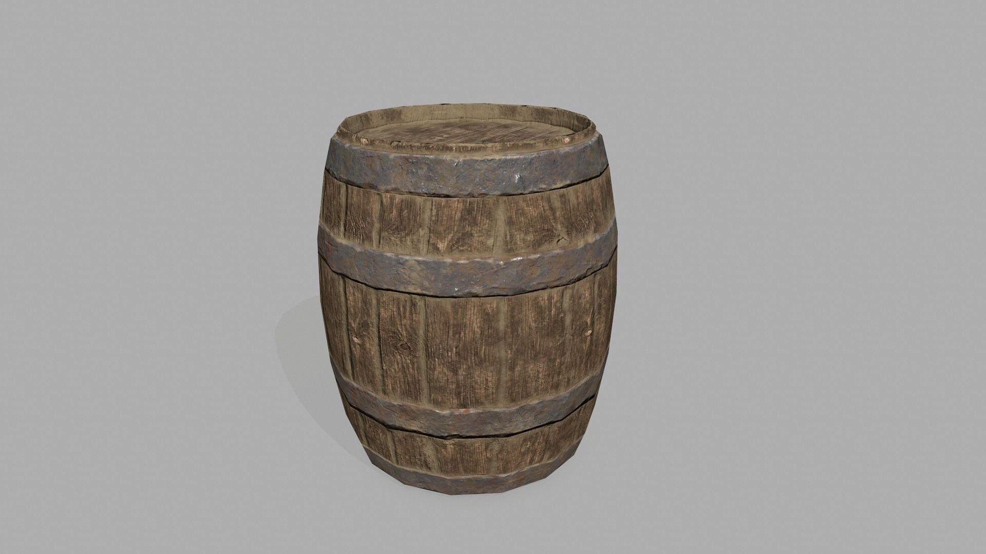 Wooden Barrel Low-poly 3D model_5