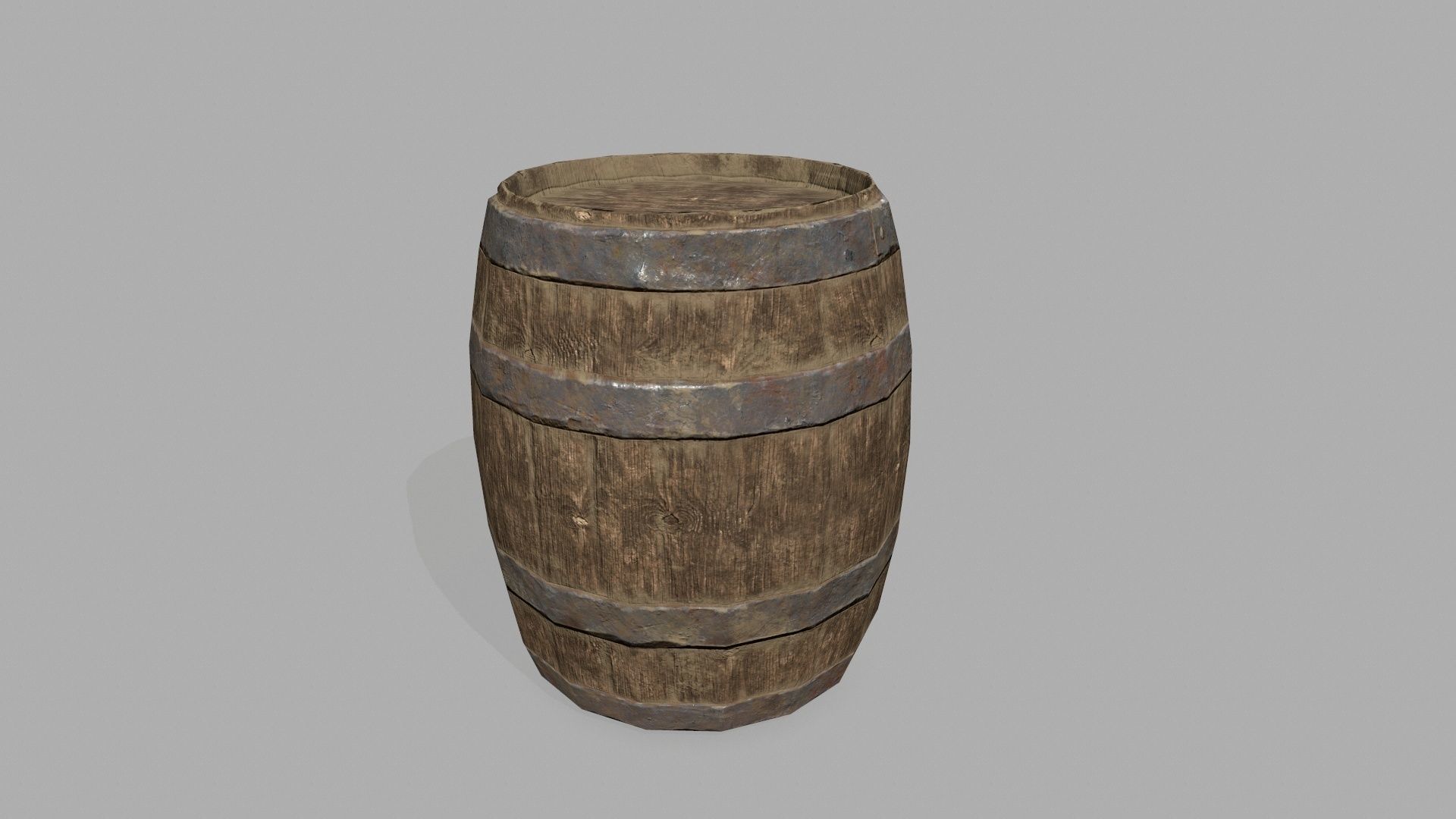 Wooden Barrel Low-poly 3D model_6