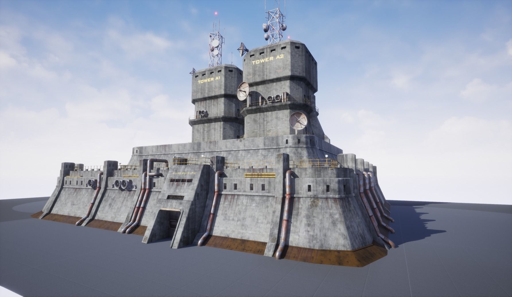 Fortress Modular Game Environment Low-poly 3D model_1