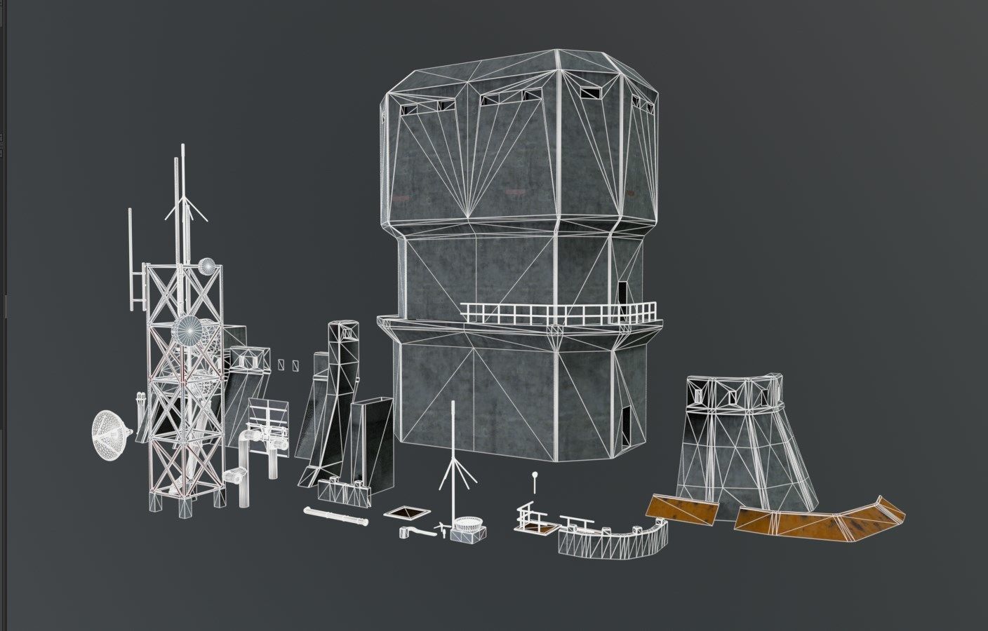 Fortress Modular Game Environment Low-poly 3D model_8