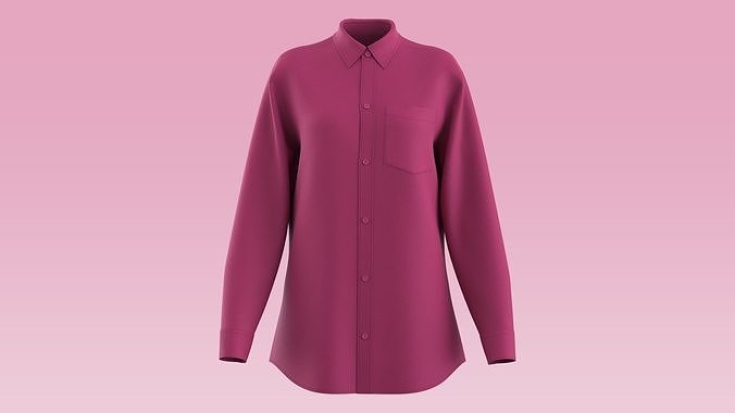 Relaxed Fit Overshirt Shirt Design For Women 3D model