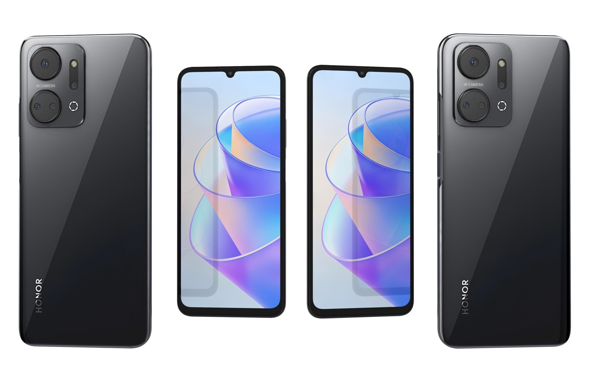 Honor X7A Black Low-poly 3D model_3