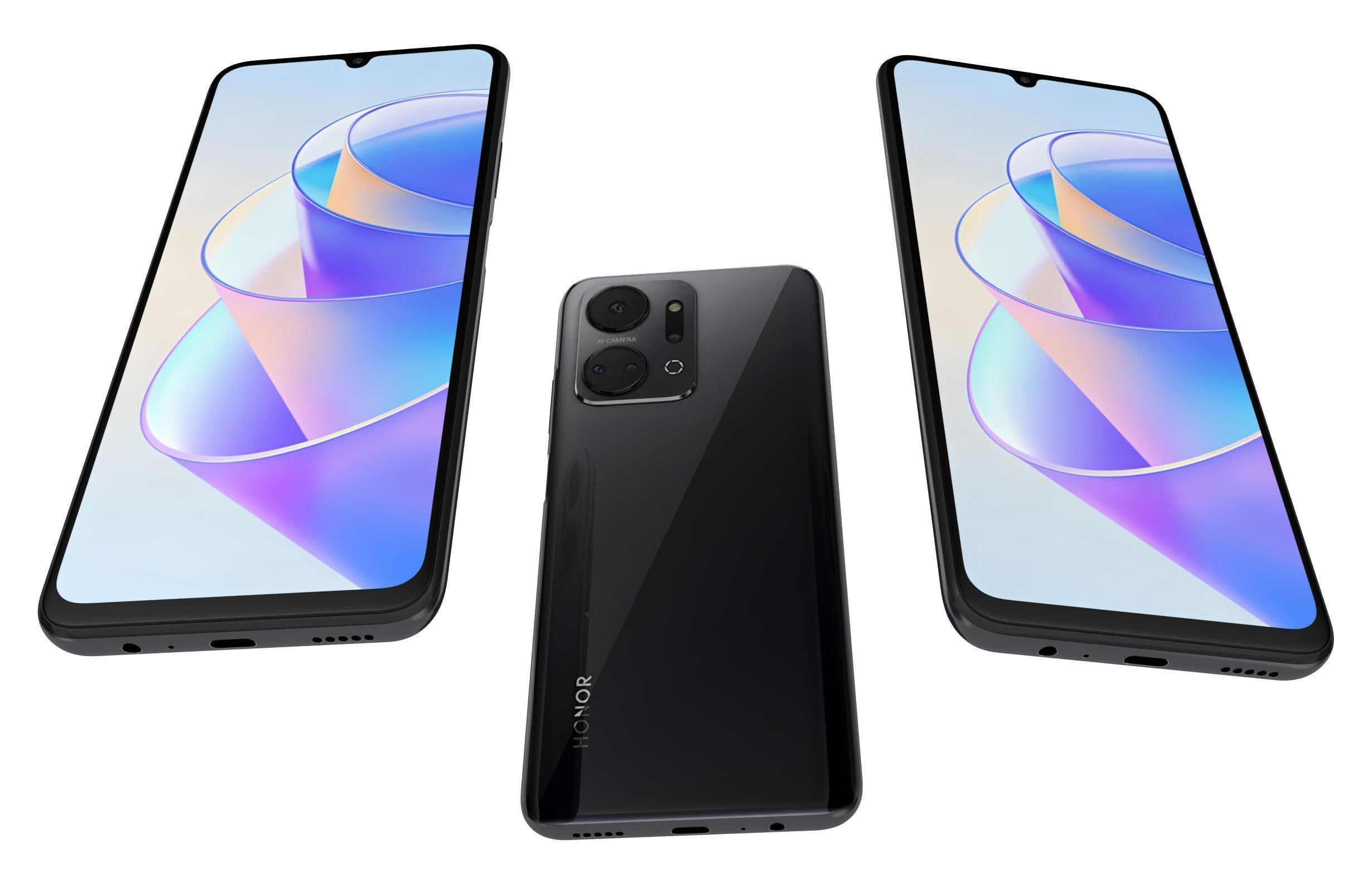 Honor X7A Black Low-poly 3D model_2