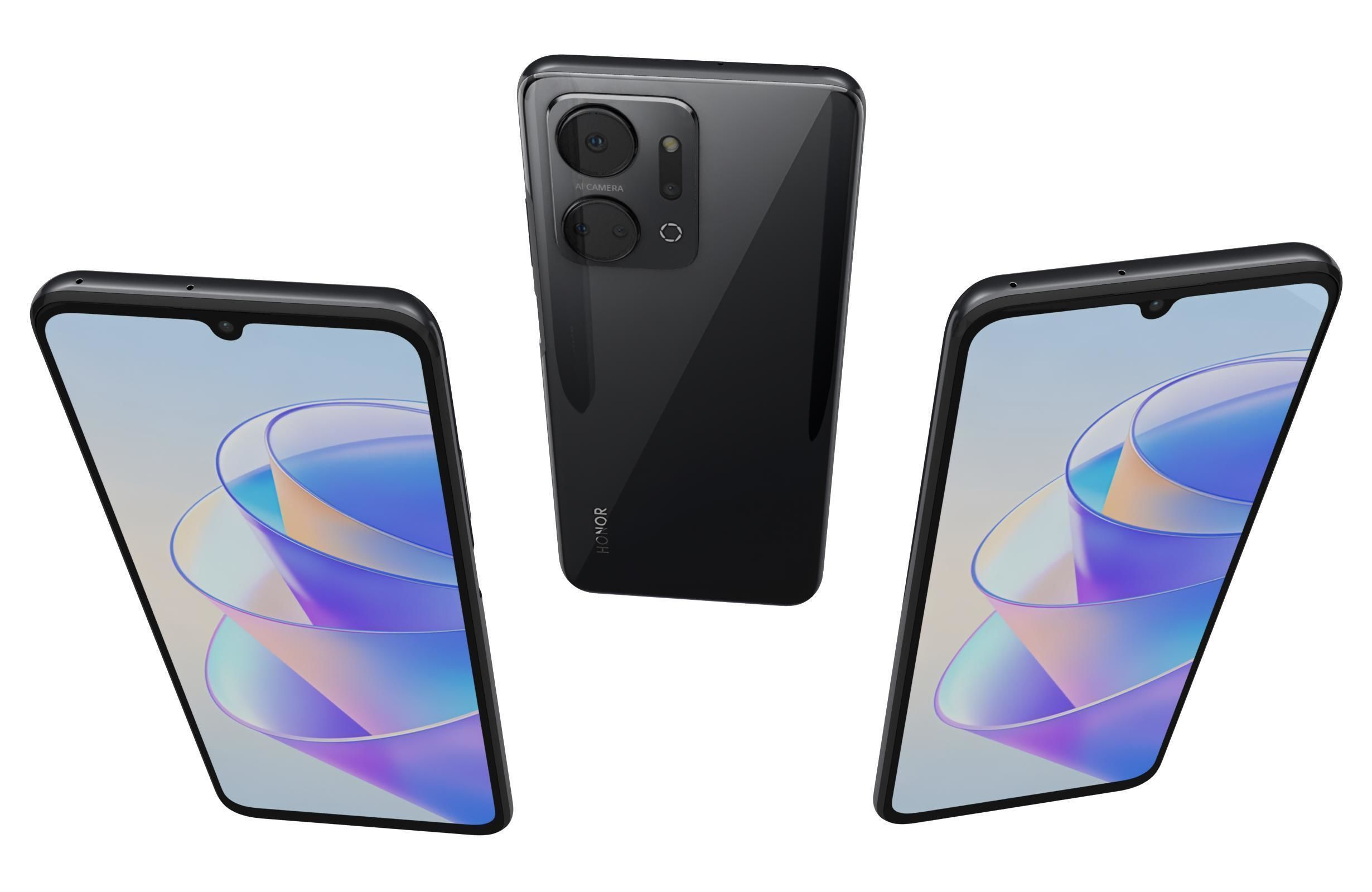 Honor X7A Black Low-poly 3D model_1