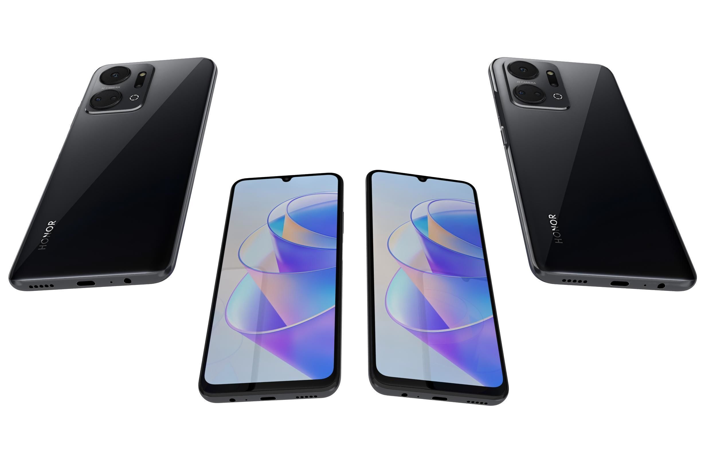 Honor X7A Black Low-poly 3D model_5