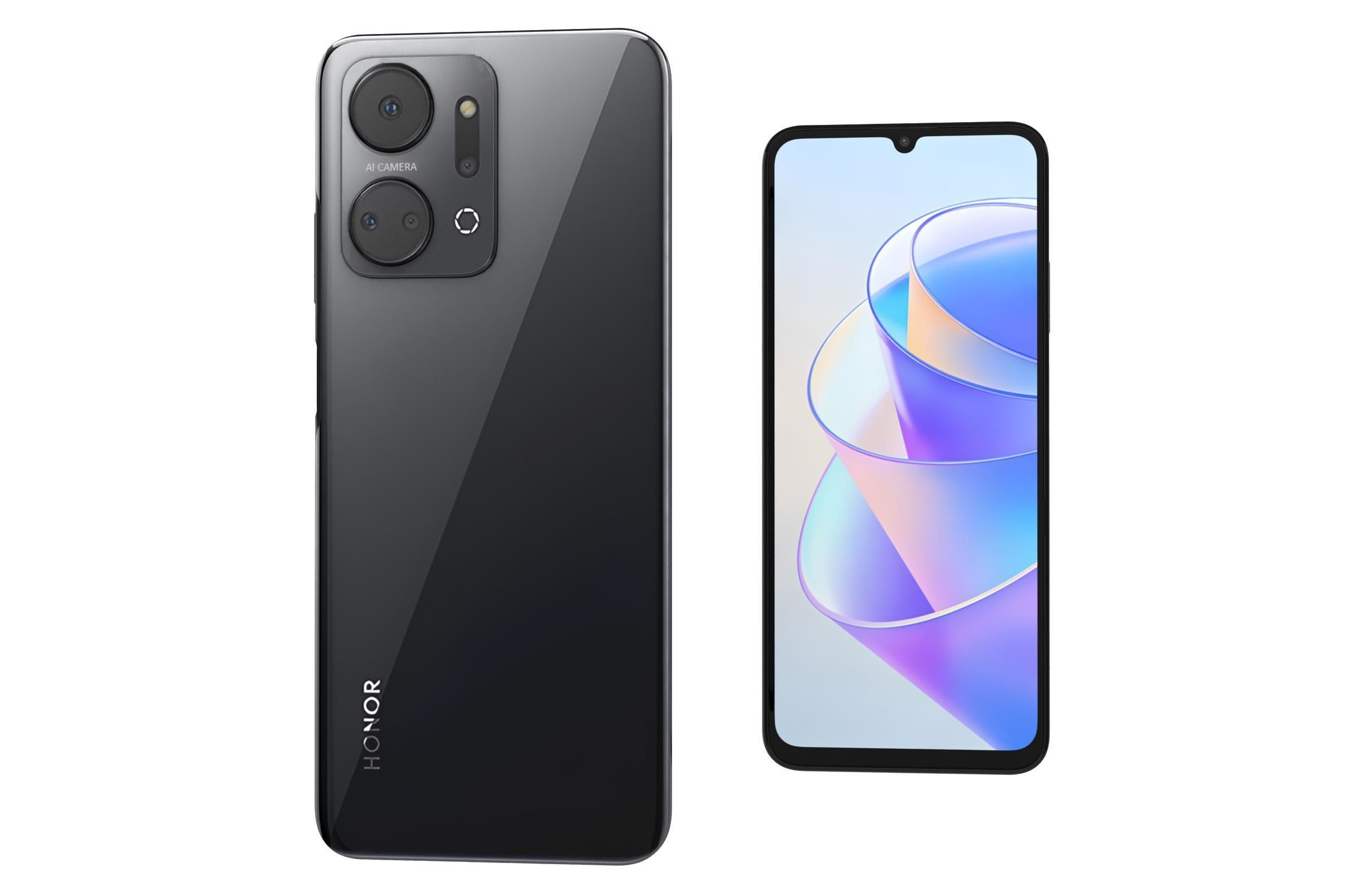 Honor X7A Black Low-poly 3D model_7