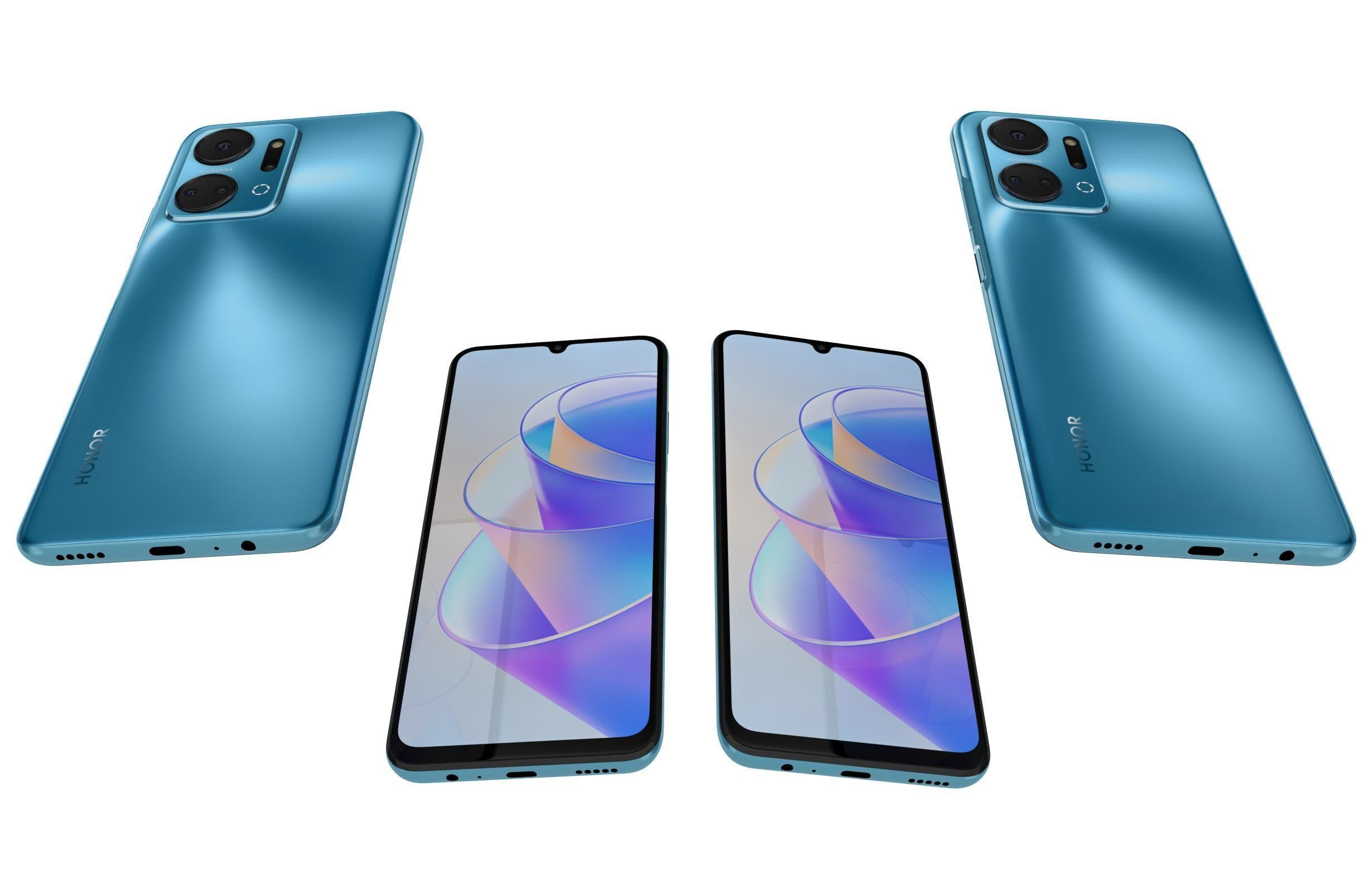 Honor X7A Blue Low-poly 3D model_5