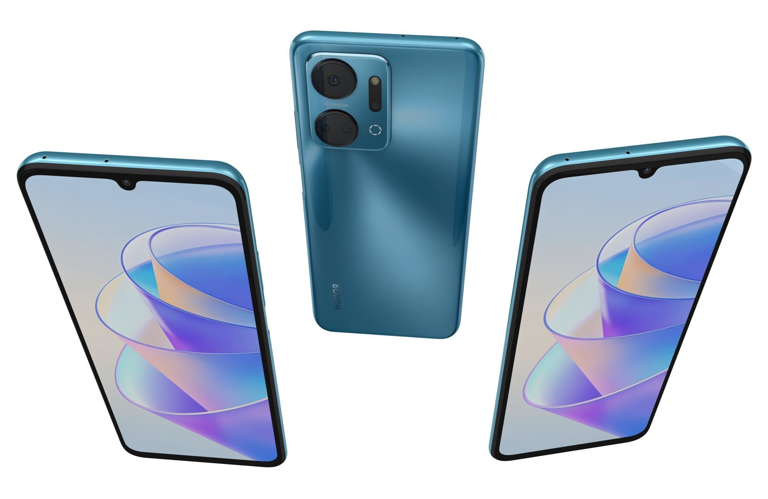 Honor X7A Blue Low-poly 3D model_1