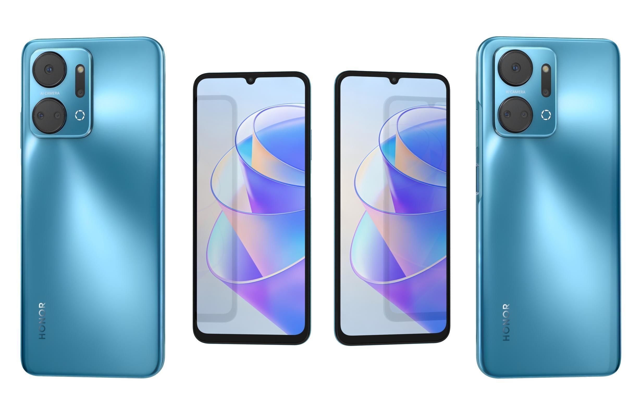 Honor X7A Blue Low-poly 3D model_3