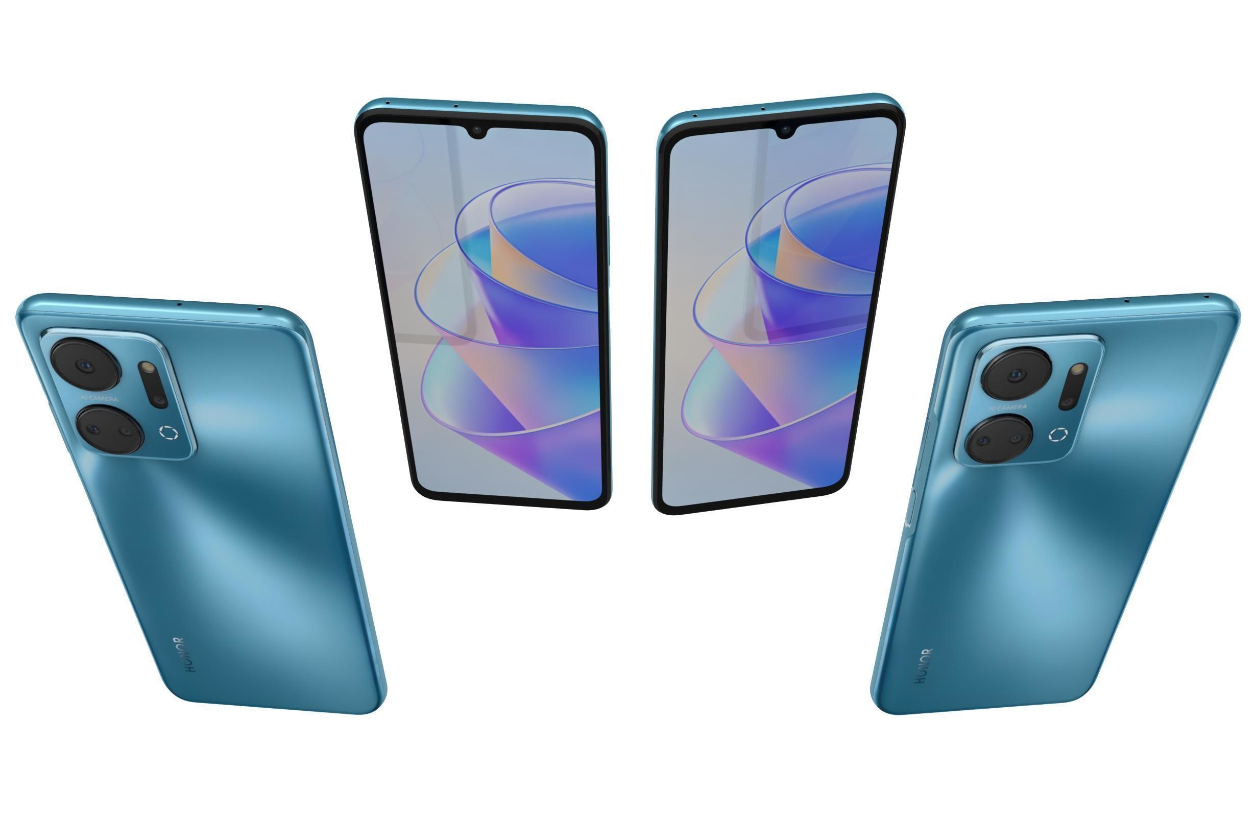 Honor X7A Blue Low-poly 3D model_4