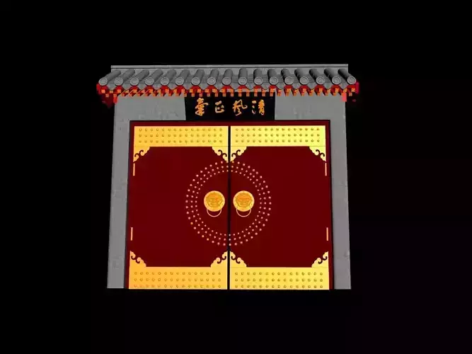 Chinese style vermilion door 3D model