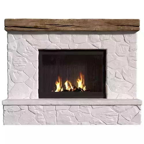 Fireplace in Country style Rustic Farmhouse fireplace 3D model