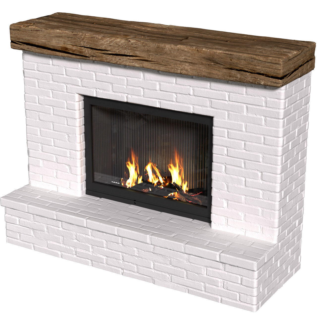 French Rustic Fireplace in Country style 3D model_3