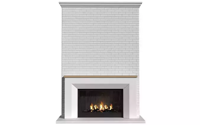 Fireplace stone modern ArtDeco Decorative brick white wall