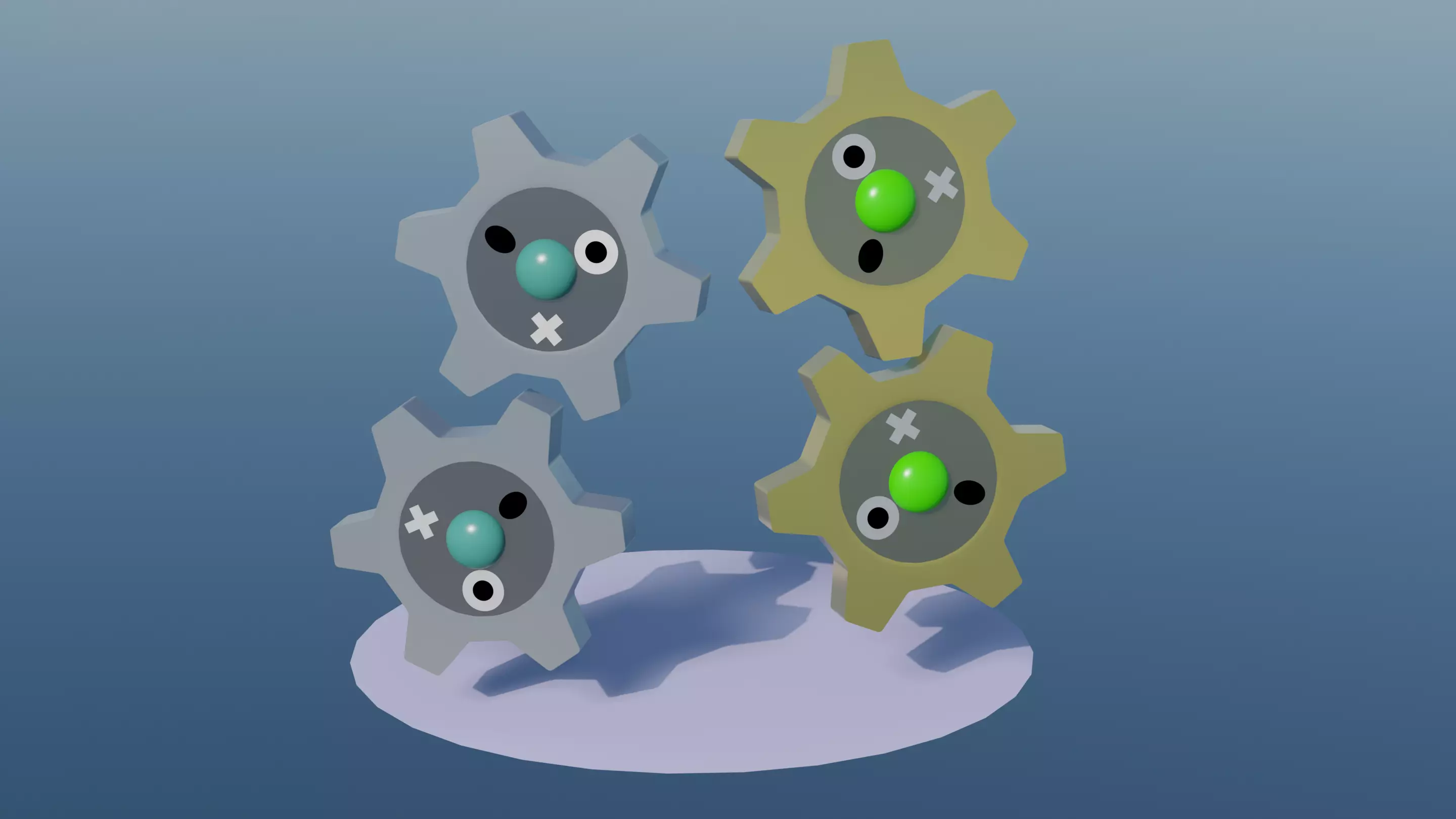Pokemon Klink and Shiny Version Low-poly 3D model_0
