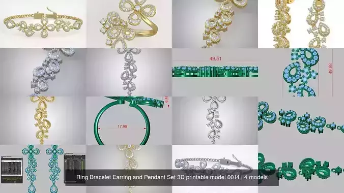 Ring Bracelet Earring and Pendant Set 3D printable model 0014