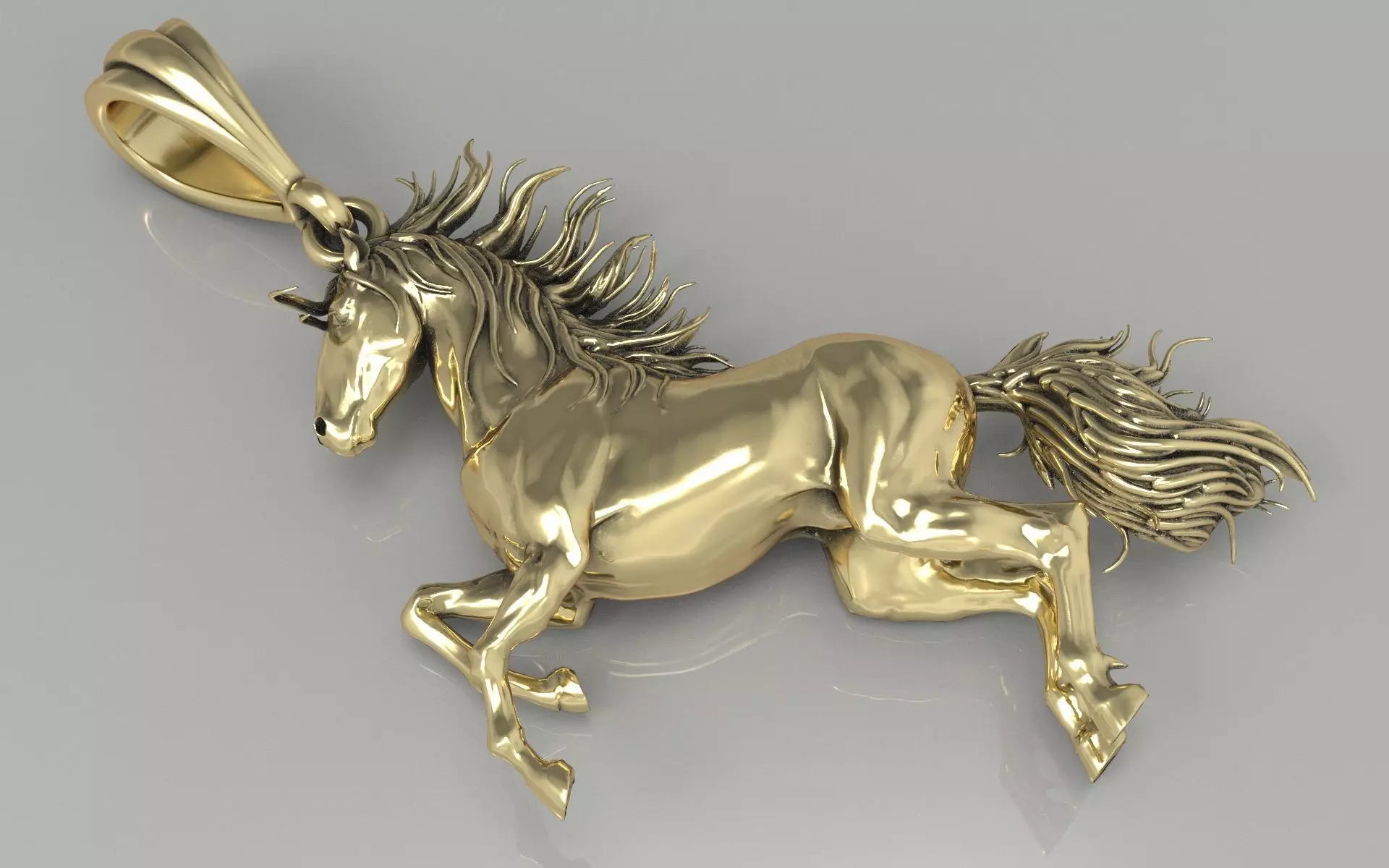 Horse pendant jewelry Gold necklace 3D print model