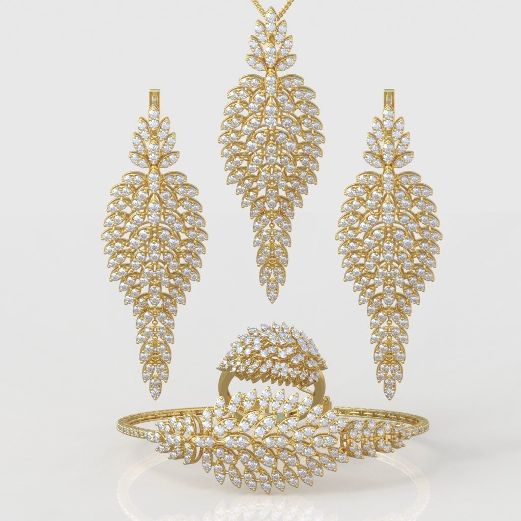 Ring Bracelet Earring and Pendant Set 3D printable model 0015 3D Model Collection_2