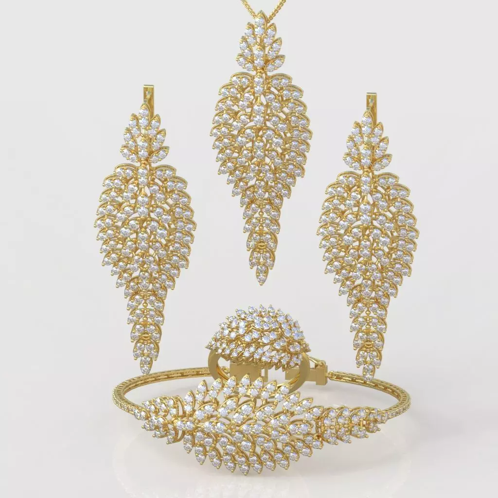 Ring Bracelet Earring and Pendant Set 3D printable model 0015 3D Model Collection_0