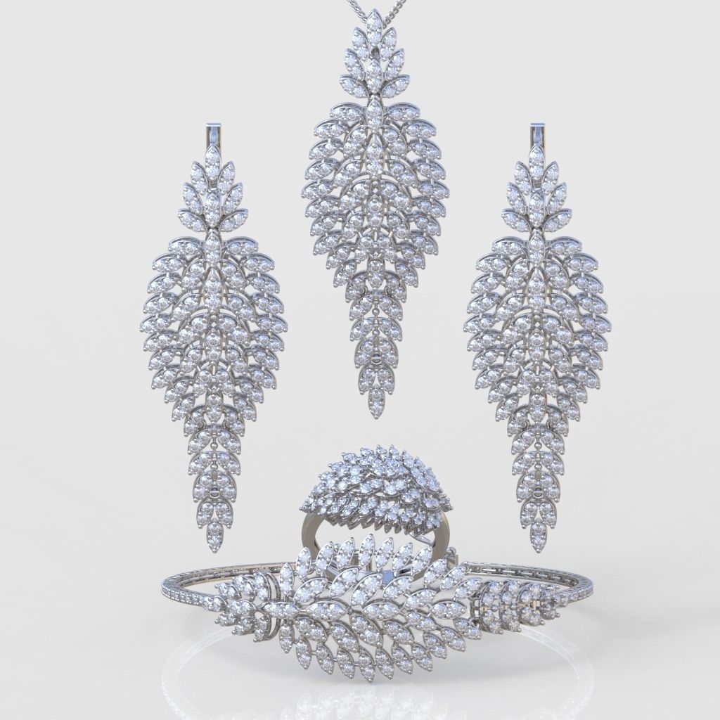 Ring Bracelet Earring and Pendant Set 3D printable model 0015 3D Model Collection_3