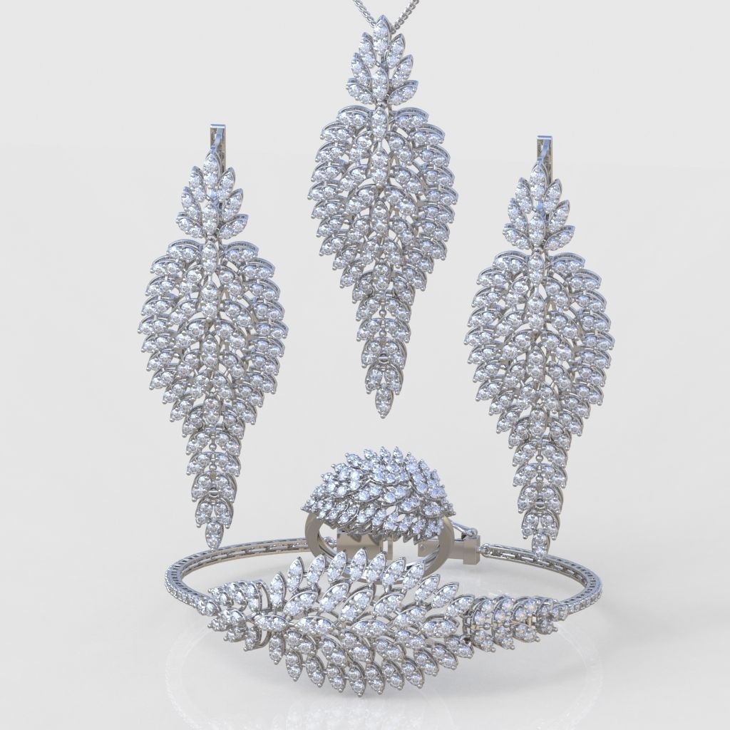 Ring Bracelet Earring and Pendant Set 3D printable model 0015 3D Model Collection_1