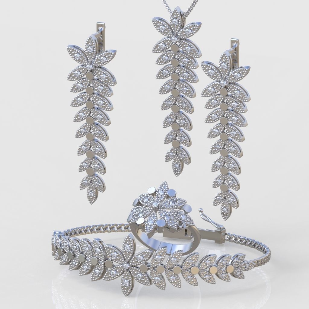 Ring Bracelet Earring and Pendant Set 3D printable model 0016 3D Model Collection_2