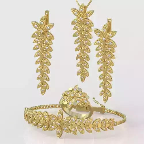 Ring Bracelet Earring and Pendant Set 3D printable model 0016 3D Model Collection