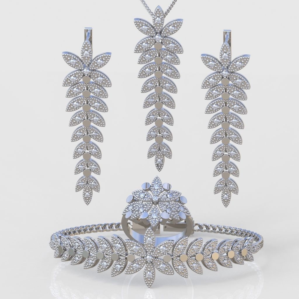 Ring Bracelet Earring and Pendant Set 3D printable model 0016 3D Model Collection_4