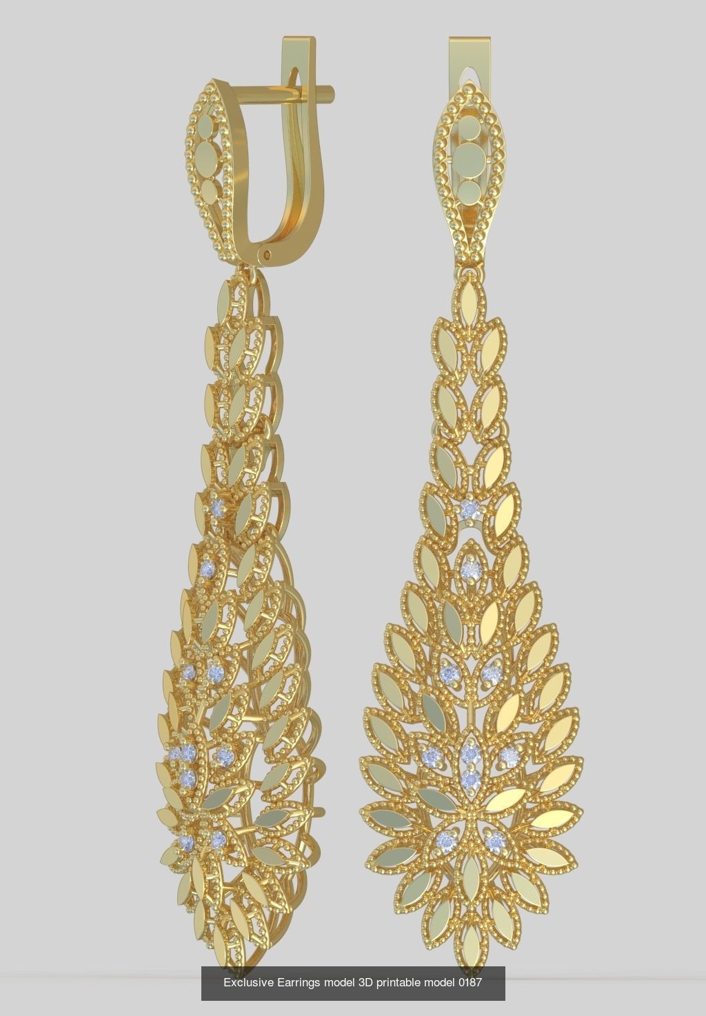 Ring Bracelet Earring and Pendant Set 3D printable model 0017 3D Model Collection_9