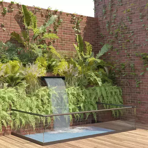Garden Greenwall with Fountain 3D model