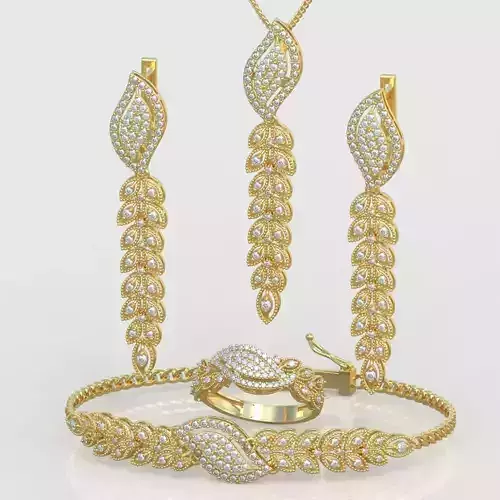 Ring Bracelet Earring and Pendant Set 3D printable model 0018 3D Model Collection
