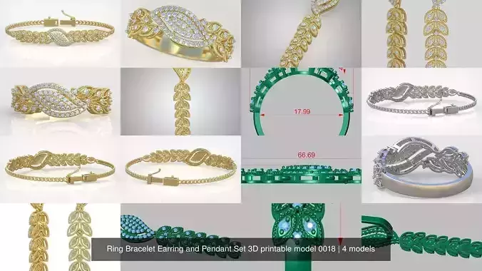 Ring Bracelet Earring and Pendant Set 3D printable model 0018
