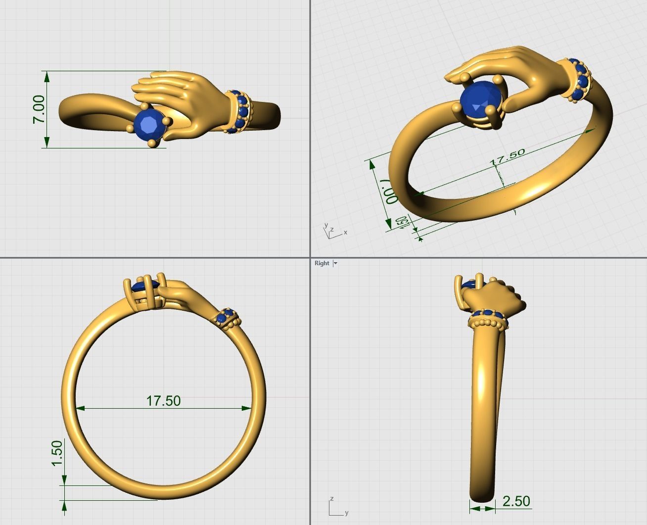 Palm Hand Ring 4 3D print model_9