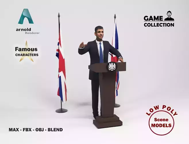 Rishi Sunak Low-poly 3D model