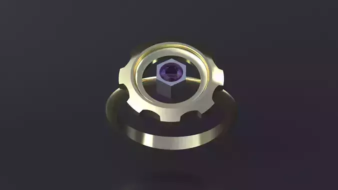 Clockkwork Ring with gem for CNC or  