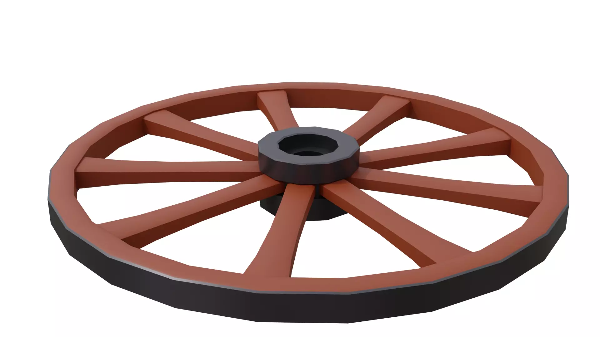 Old wheel with 9 spokes basemesh - ready for texturing Free low-poly 3D model
