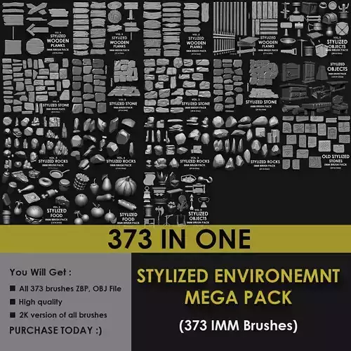 Stylized Environment Megapack Imm Brushes 373 All in One 3D model