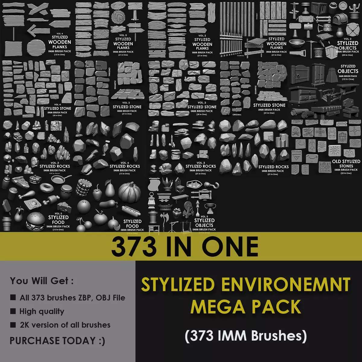Stylized Environment Megapack Imm Brushes 373 All in One 3D model_0