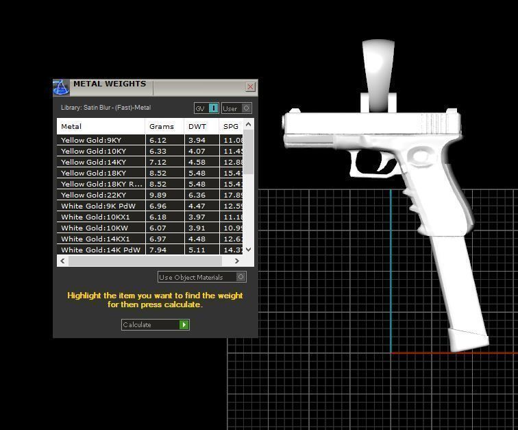 GOLD GUN  pendant with bail 3D print model_3
