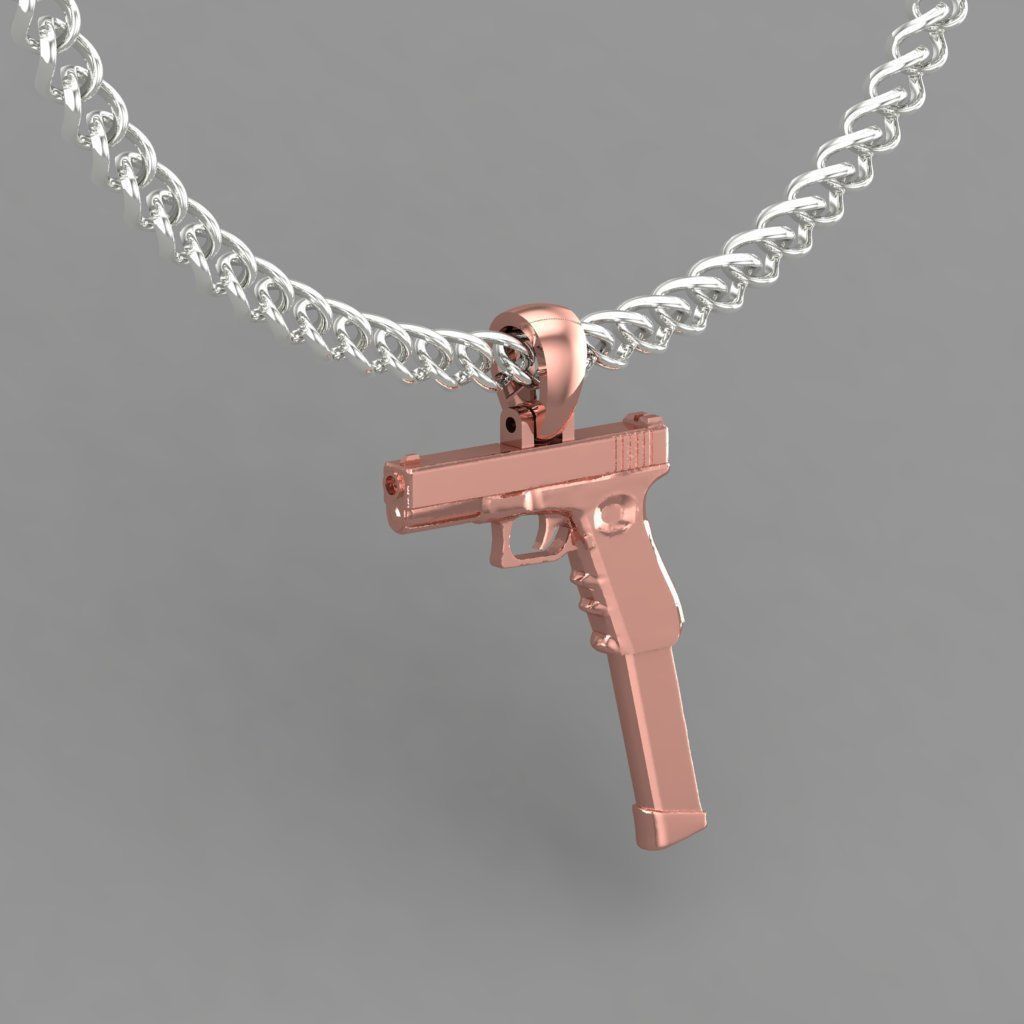 GOLD GUN  pendant with bail 3D print model_1
