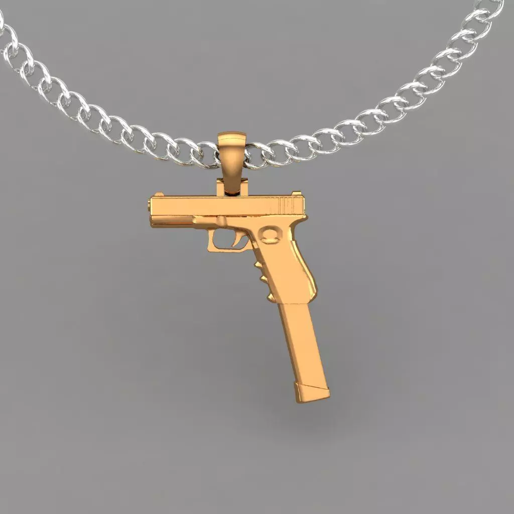 GOLD GUN  pendant with bail 3D print model_0