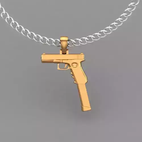 GOLD GUN  pendant with bail 3D print model GOLD GUN  pendant with bail 3D print model