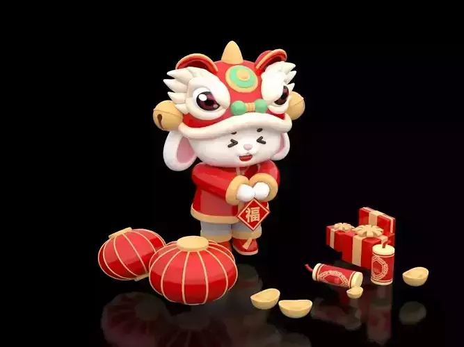 Chinese style Happy New Year Rabbit