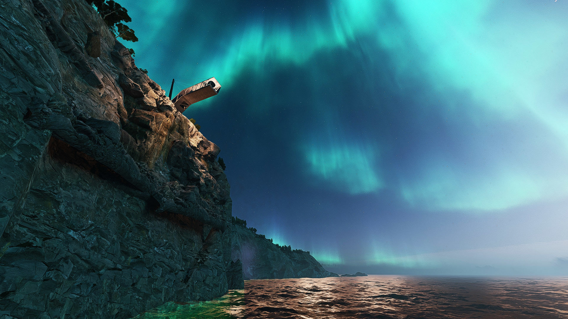 Cantilever Beach Mountain cliff house Organic Revit Lumion 3D model_9