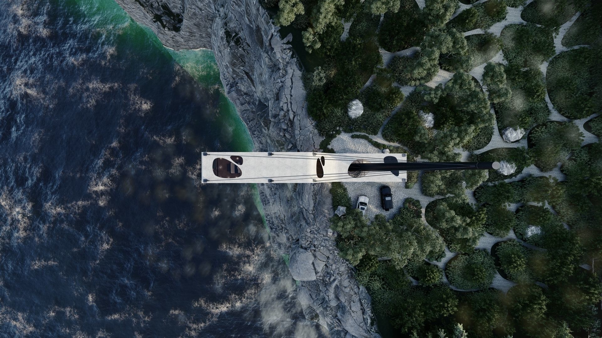 Cantilever Beach Mountain cliff house Organic Revit Lumion 3D model_10