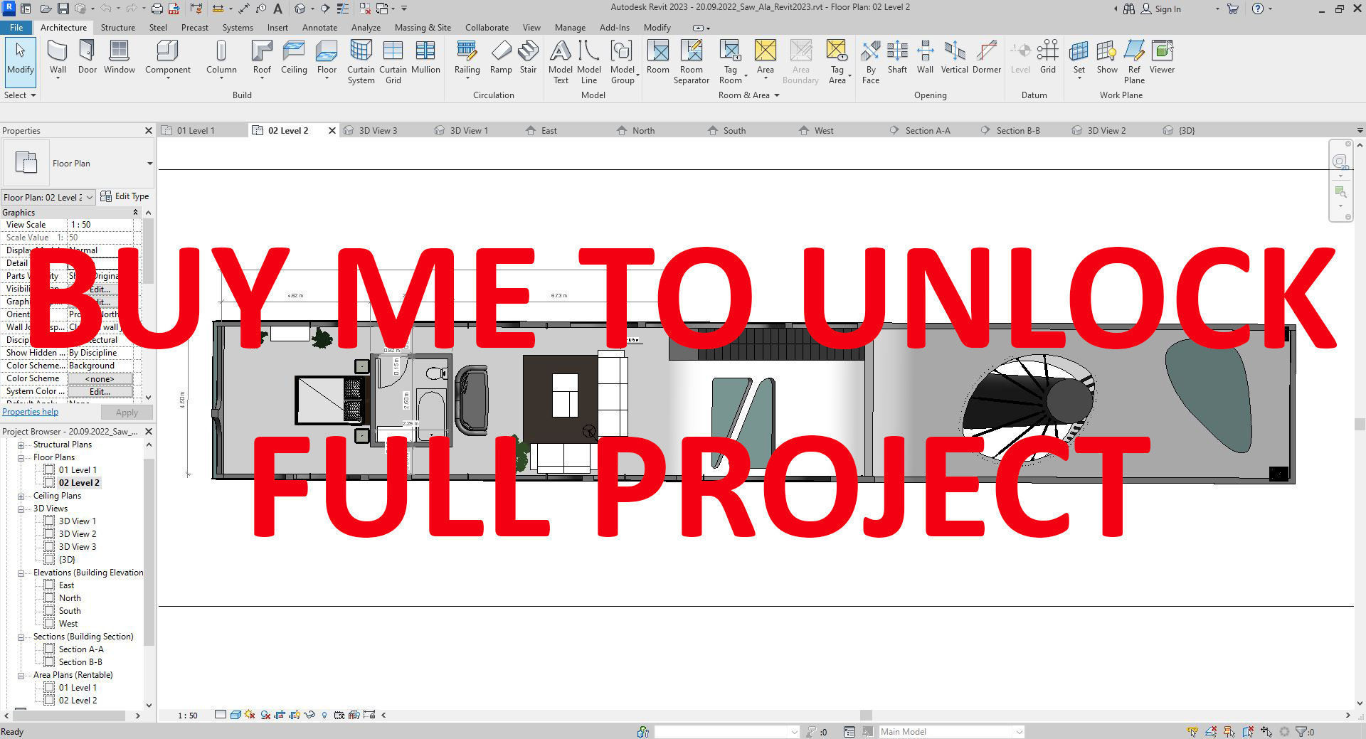 Cantilever Beach Mountain cliff house Organic Revit Lumion 3D model_1