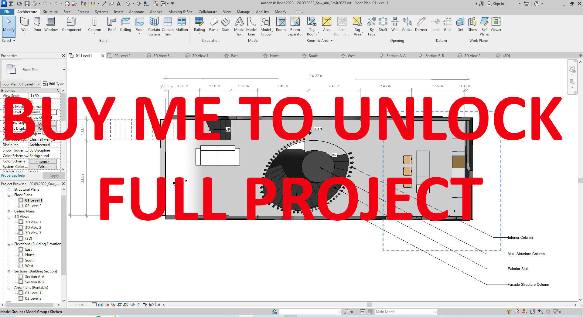 Cantilever Beach Mountain cliff house Organic Revit Lumion 3D model_24